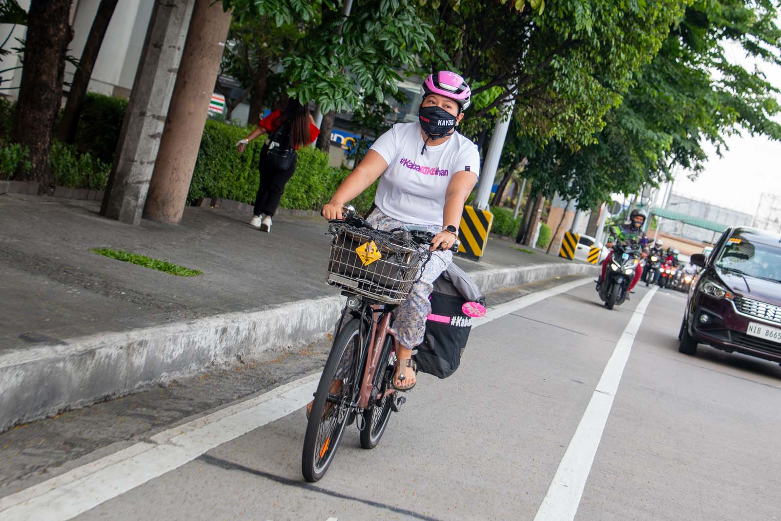 Even though she has been commuting by bike for nearly a decade, Jaramia Amarnani says she still gets frightened by aggressive drivers in Metro Manila, where bike lanes are often little more than painted lanes on the ground with no other protection for cyclists. Photo by Jhesset O. Enano